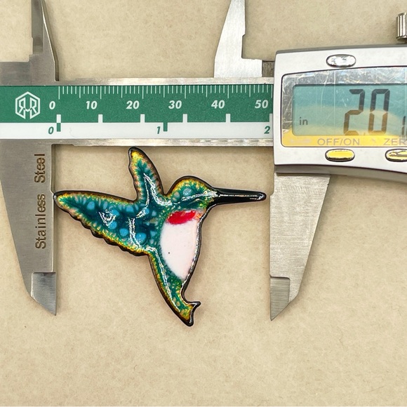 Enamel Hummingbird Brooch Pin - Picture 7 of 8